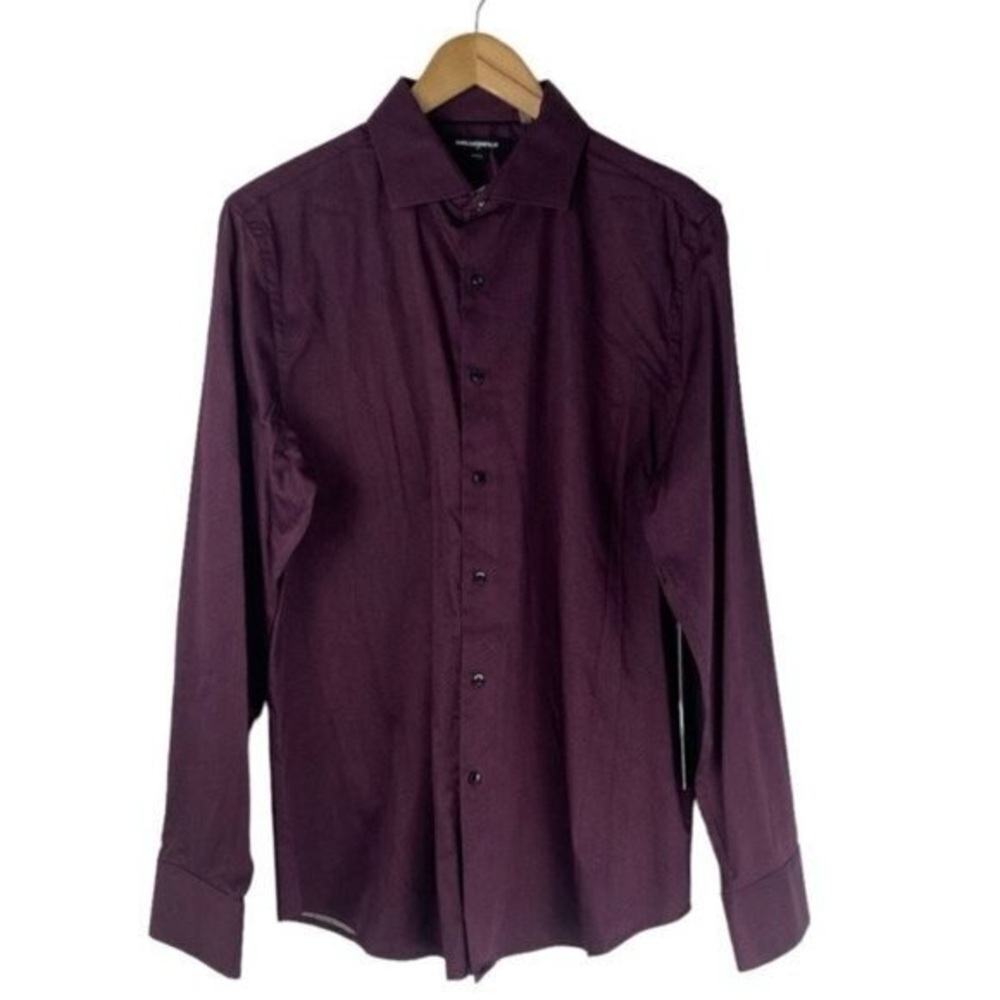 Karl Lagerfeld Paris Purpl Wine Patterned Long Sleeve Button Up Dress Shirt US M